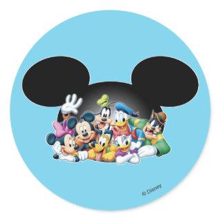 Mickey & Friends | Group in Mickey Ears Classic Round Sticker
