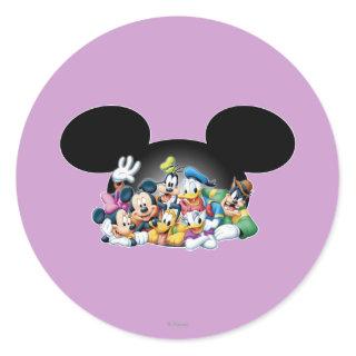 Mickey & Friends | Group in Mickey Ears Classic Round Sticker