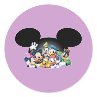 Mickey & Friends | Group in Mickey Ears Classic Round Sticker