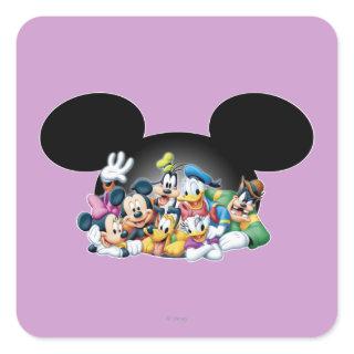 Mickey & Friends | Group in Mickey Ears Square Sticker