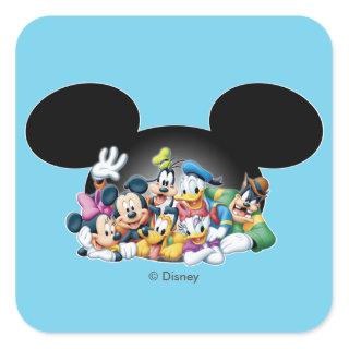 Mickey & Friends | Group in Mickey Ears Square Sticker