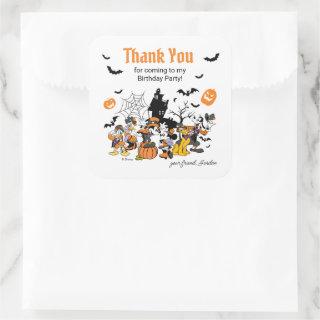 Mickey & Friends Halloween Birthday Thank You Square Sticker
