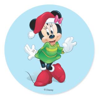 Mickey & Friends | Minnie Dressed For Christmas Classic Round Sticker
