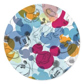 Mickey & Friends | Mouse Head Sketch Pattern Classic Round Sticker