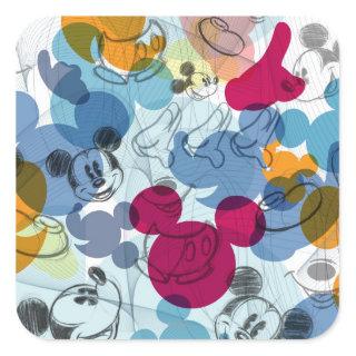 Mickey & Friends | Mouse Head Sketch Pattern Square Sticker
