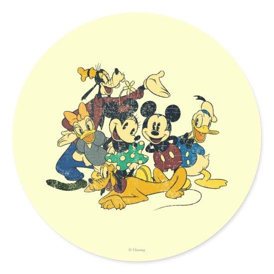 Mickey & Friends | Vintage Hug Classic Round Sticker