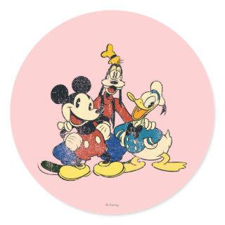 Mickey & Friends | Vintage Mickey, Goofy, Donald Classic Round Sticker