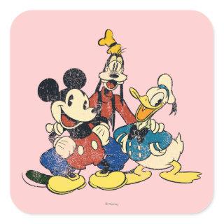 Mickey & Friends | Vintage Mickey, Goofy, Donald Square Sticker