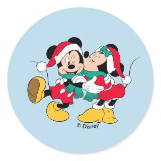 Mickey & Minnie | Christmas Kisses Classic Round Sticker