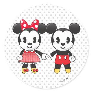 Mickey & Minnie Holding Hands Emoji Classic Round Sticker