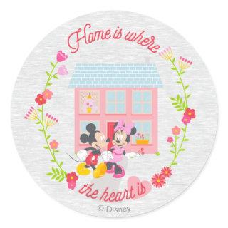 Mickey & Minnie | Home Is Where The Heart Is Classic Round Sticker