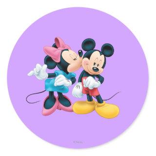 Mickey & Minnie | Kiss on Cheek Classic Round Sticker