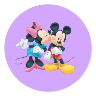 Mickey & Minnie | Kiss on Cheek Classic Round Sticker