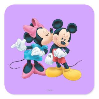 Mickey & Minnie | Kiss on Cheek Square Sticker