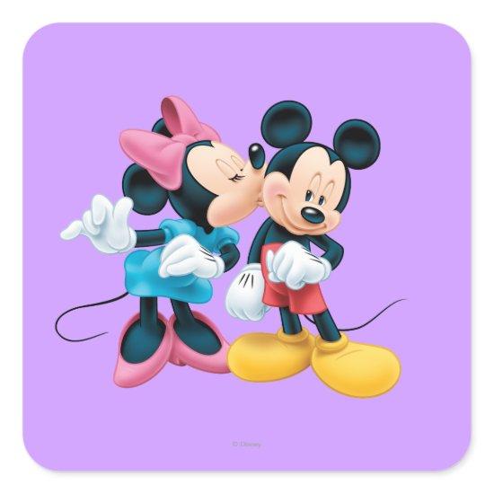 Mickey & Minnie | Kiss on Cheek Square Sticker