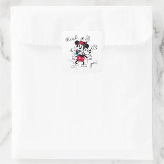 Mickey & Minnie | Twins Birthday Thank You Square Sticker