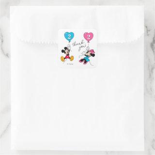 Mickey & Minnie | Twins Birthday Thank You Square Sticker