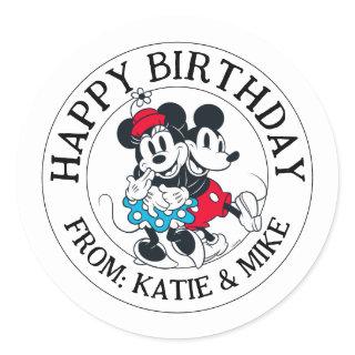 Mickey & Minnie | Winning Couple | Happy Birthday Classic Round Sticker