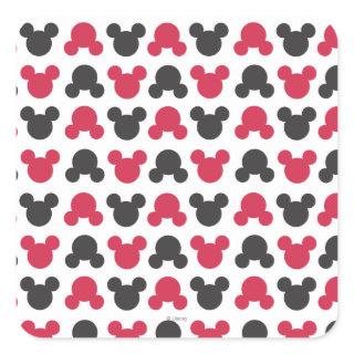 Mickey Mouse | Black and Red Pattern Square Sticker