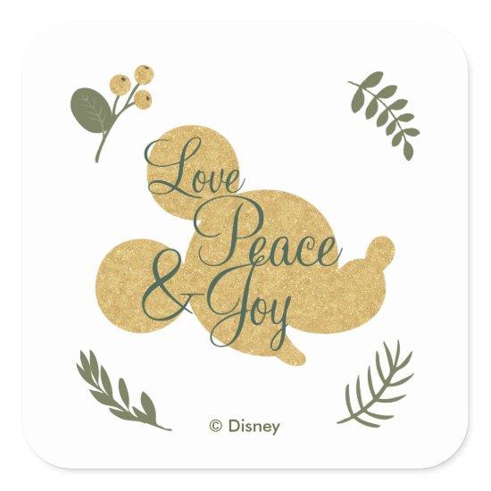Mickey Mouse | Christmas Love, Peace & Joy Square Sticker