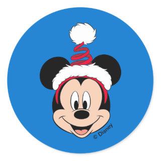 Mickey Mouse | Cute Christmas Hat Classic Round Sticker