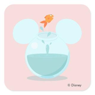 Mickey Mouse Fish Bowl Icon Square Sticker