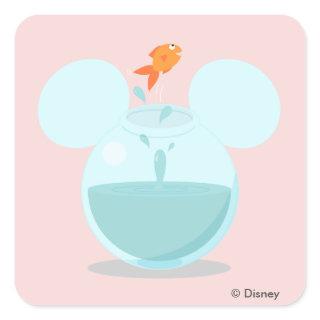 Mickey Mouse Fish Bowl Icon Square Sticker