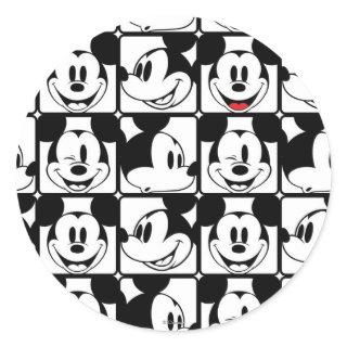 Mickey Mouse | Grid Pattern Classic Round Sticker