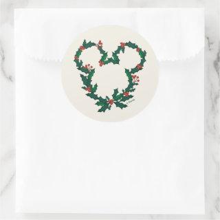 Mickey Mouse Holiday Wreath Classic Round Sticker