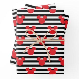 Mickey Mouse | Icon Black & White Striped Birthday  Sheets
