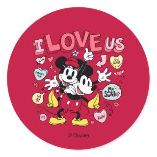 Mickey Mouse & Minnie Mouse | I Love Us Classic Round Sticker