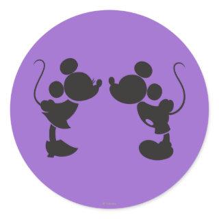 Mickey Mouse & Minnie  Silhouette Classic Round Sticker