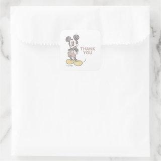 Mickey Mouse Watercolor Birthday Thank You Square Sticker