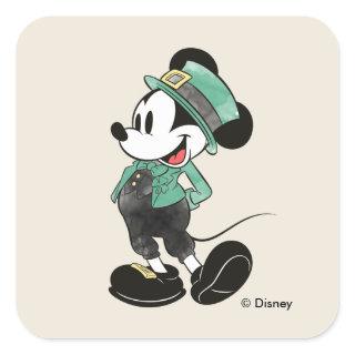 Mickey Mouse | Watercolor St. Patrick's Day Square Sticker