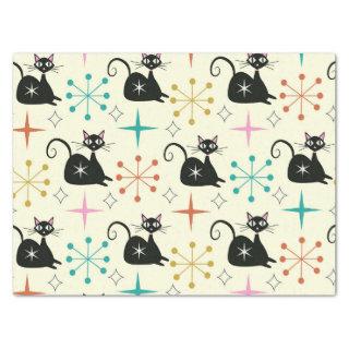 Mid Century Black Atomic Cat with Starbursts  Tissue Paper