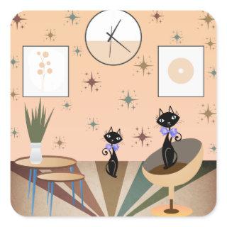 Mid Century Cat Mid-Century Modern Square Sticker
