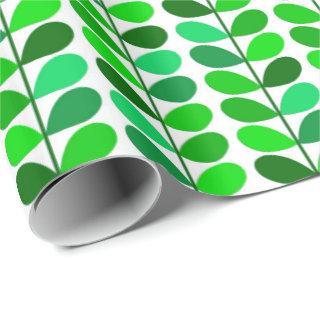 Mid Century Danish Leaves, Emerald and Lime Green