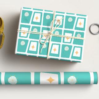 Mid Century Funky Blocks 2 Aqua, Teal and Orange  Sheets