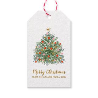 Mid Century Hand-drawn Christmas Tree Gift Tags