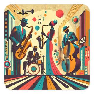 Mid Century Jazz Age Quartet Square Sticker