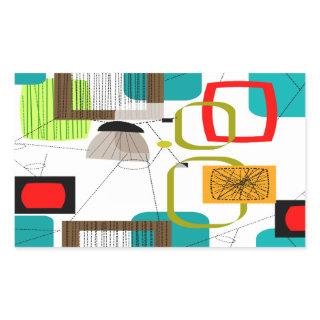 Mid-Century Modern Abstract Design Rectangular Sticker