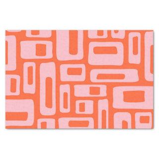Mid Century Modern Abstract Orange & Pink Pattern Tissue Paper