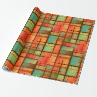 Mid Century Modern Abstract Plaid Blue Green Red