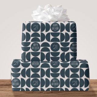 Mid-Century Modern Birthday Retro 21st Blue Black