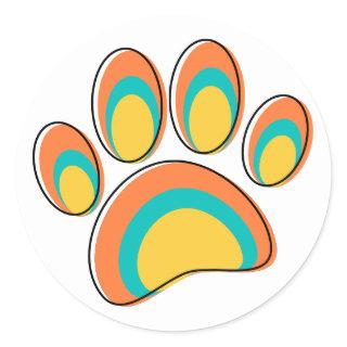 Mid Century Modern Dog Paw Print Classic Round Sticker