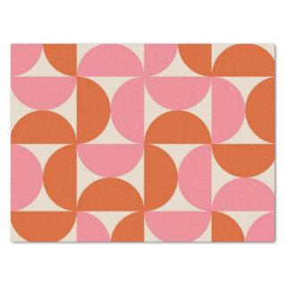 Mid century modern geometric pink orange pattern  tissue paper