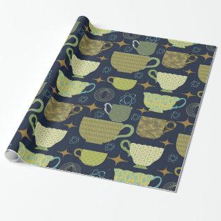 Mid Century Modern Navy Blue Teacup