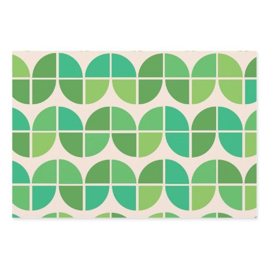 Mid Century Modern  Pattern with geometric green   Sheets