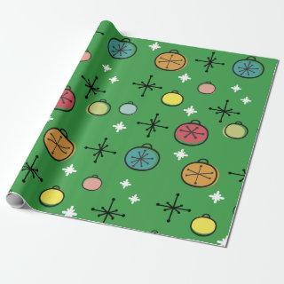 Mid Century Modern Retro Christmas Art Green