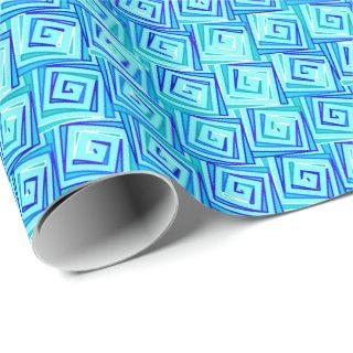 Mid-Century Modern square spirals - aqua multi